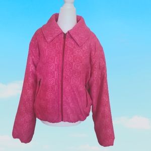 Urban Outfitters Corduroy Bomber Long Sleeve Zip Front Hot Pink Boho Jacket